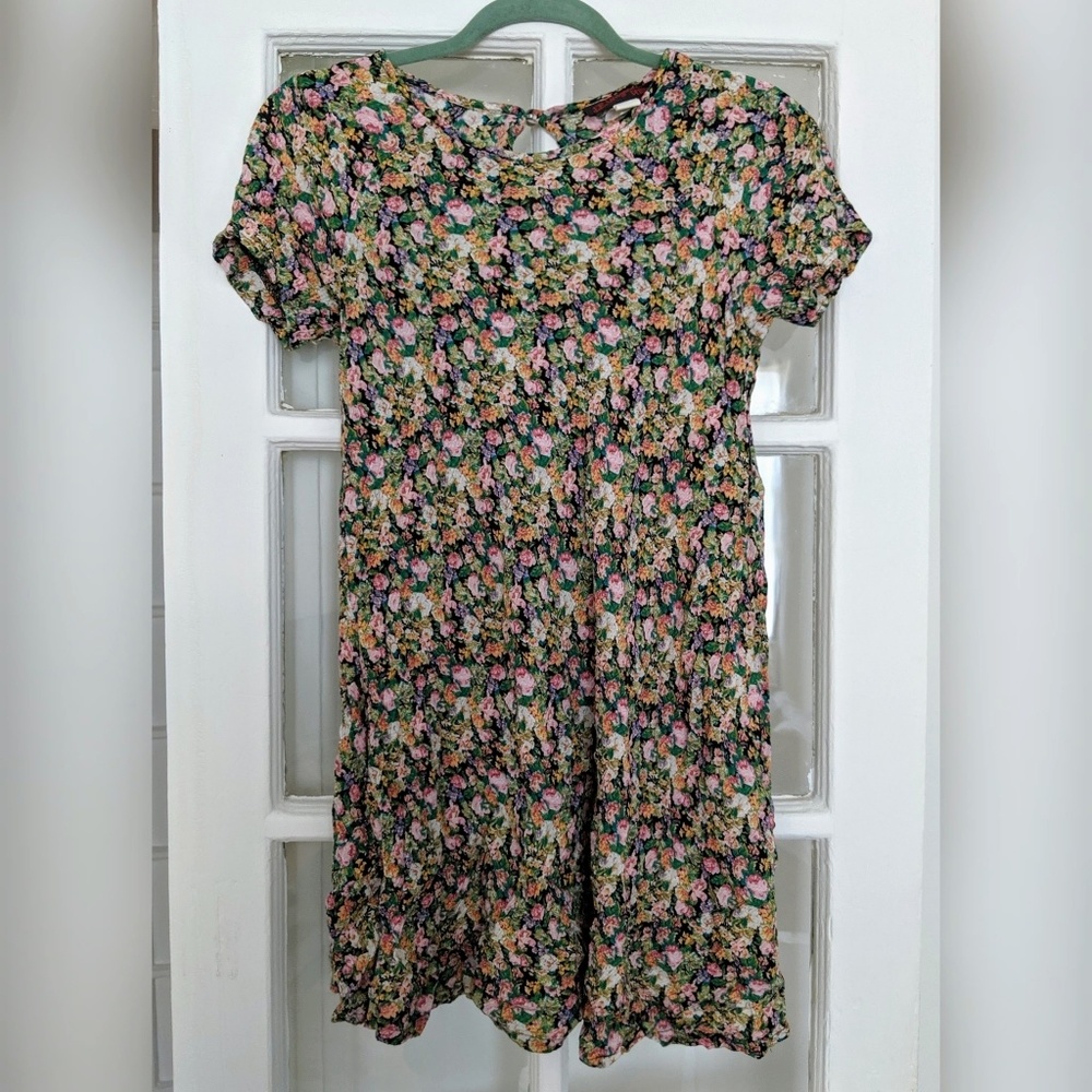 VINTAGE '90s floral mini rayon dress size 4 petite
